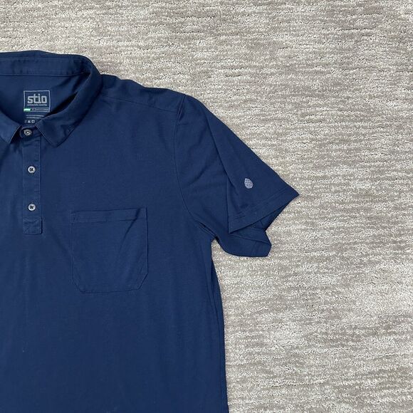 Stio Polo Shirt Mens XL Blue Lightweight Golf Casual Organic Cotton Blend - Picture 3 of 9